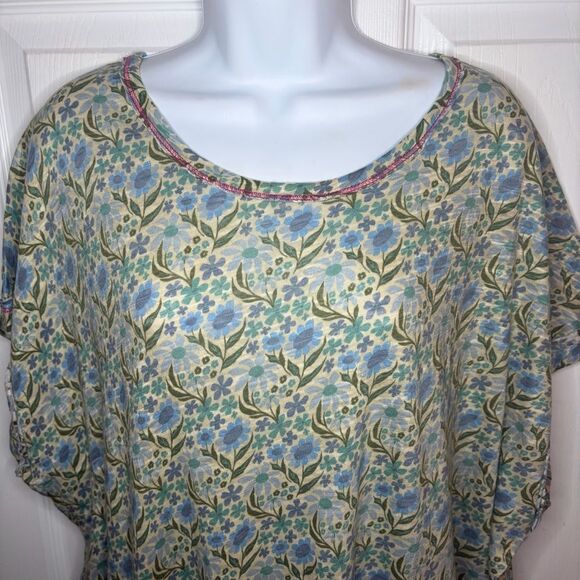 Natural Life Cotton Tee Mini Dress Frankie Knit Blue Floral Tshirt Dress XL NWT - Picture 6 of 13